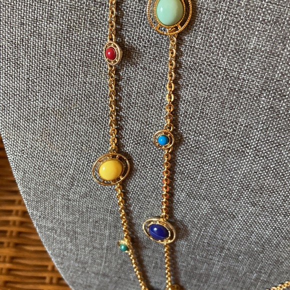 Vintage 90s Signed Talbots LONG COLORFUL NECKLACE - Picture 4 of 5